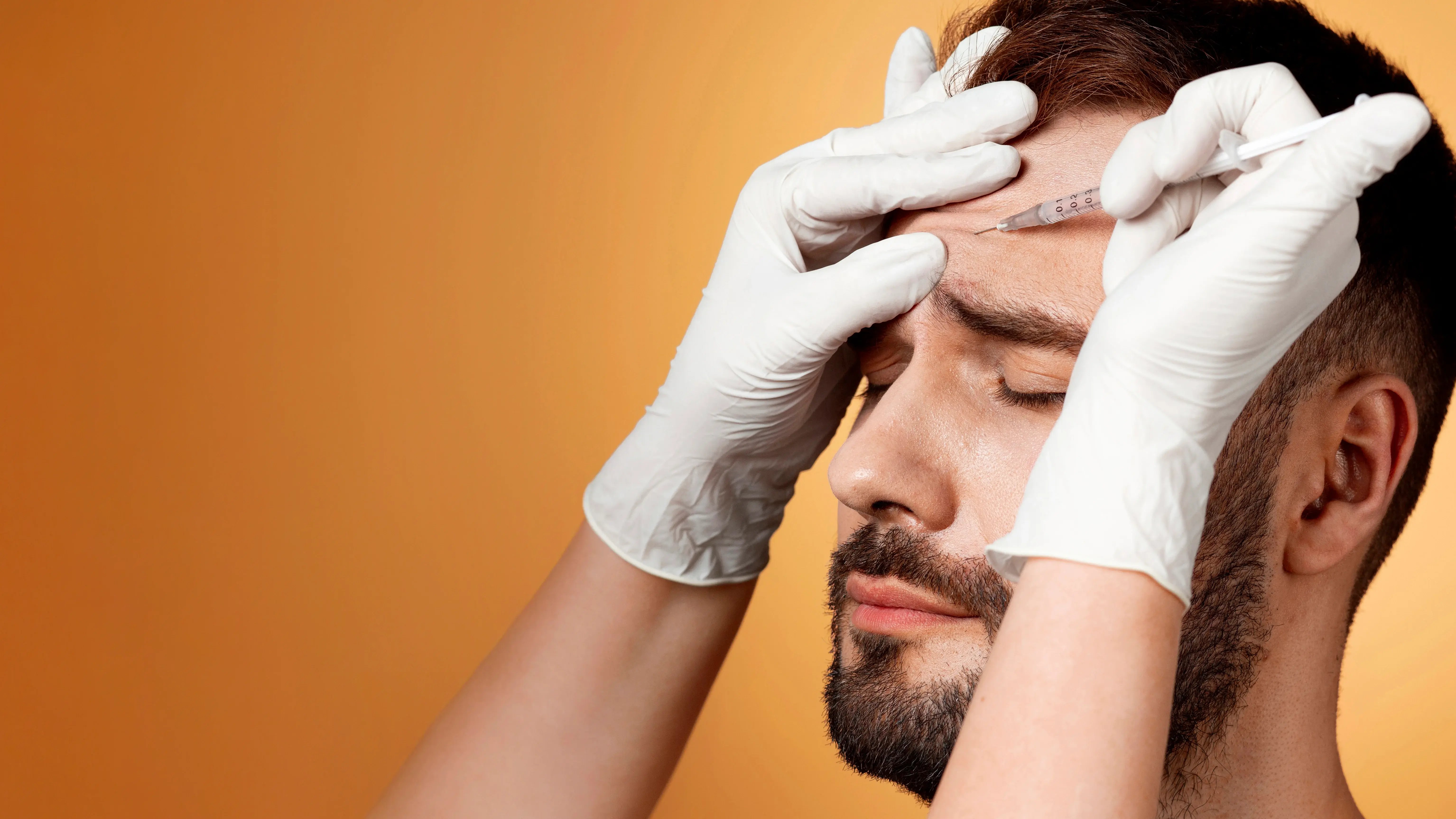 Man getting migraine botox for headaches